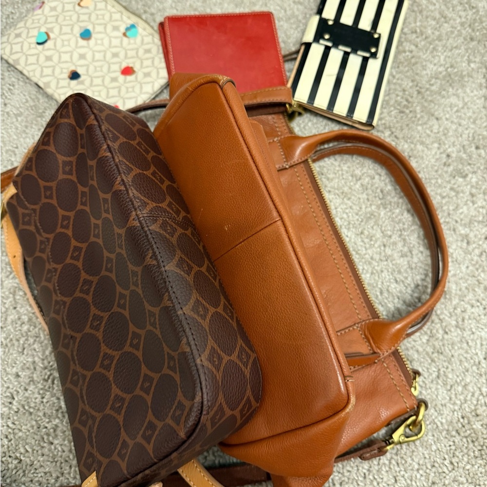 Fossil Tan and Brown Leather Tote - Picture 2 of 2